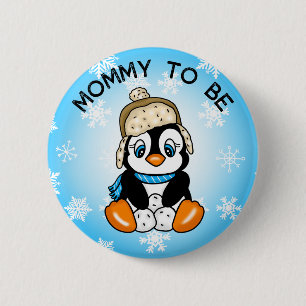 Leuke Baby Penguin   Mama om Baby shower te zijn Ronde Button 5,7 Cm