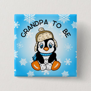 Leuke Baby Penguin Opa om te zijn   BABY SHOWER Vierkante Button 5,1 Cm