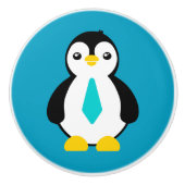 Leuke Baby Pinguïn met een blauwe stropdas Keramische Knop (Voorkant)