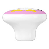 Leuke Baby Pinguïn met roze bloemen Keramische Knop (Zijkant)