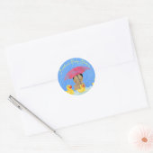 Leuke Baby Regen Rubber Ducky's Paraplu Baby showe Ronde Sticker (Envelop)