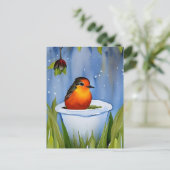 Leuke baby robin, postcrossing briefkaart (Staand voorkant)