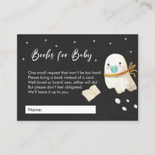 Leuke Baby spookboeken voor Baby shower Informatiekaartje (Voorkant)