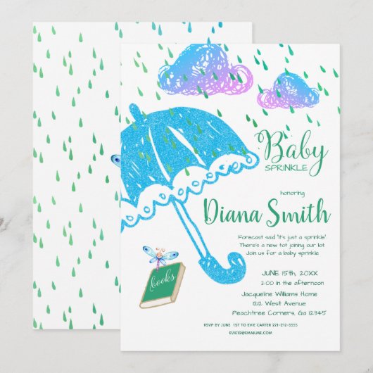 Leuke Baby Sprinkle Shower Kaart (Voorkant / Achterkant)