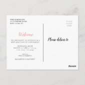 Leuke baby Stijlvol Script Geboorteaankondiging Fo Briefkaart (Achterkant)