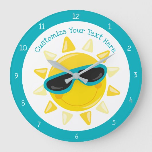 Leuke Baby Sun met Zonnebril Happy Personaliseer Grote Klok (Voorkant)