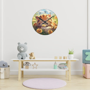 Leuke baby tiger aangepaste naam kinderkamer klok