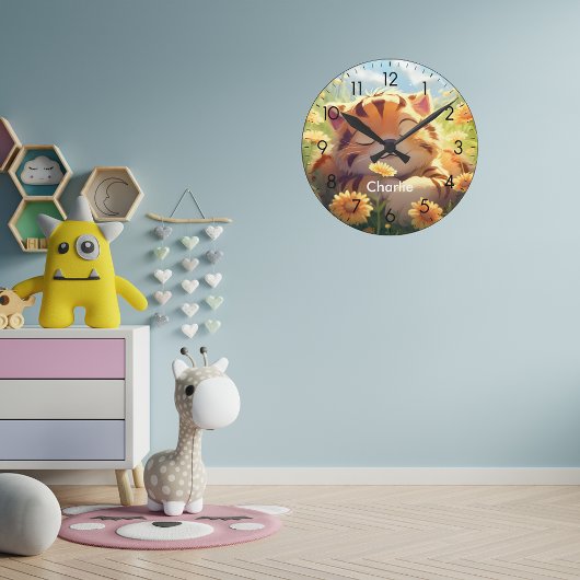 Leuke baby tiger aangepaste naam kinderkamer klok