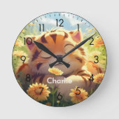 Leuke baby tiger aangepaste naam kinderkamer klok (Voorkant)