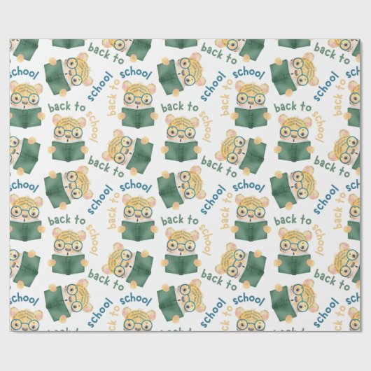 Leuke Baby tijger met bril Boek terug naar school Cadeaupapier (Vlak)