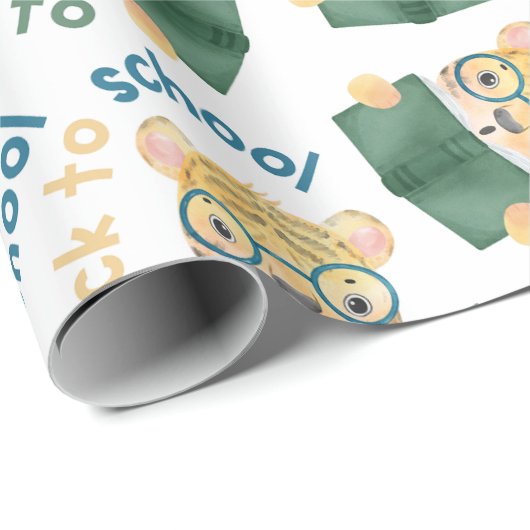 Leuke Baby tijger met bril Boek terug naar school Cadeaupapier (Rol Hoek)