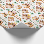 Leuke Baby Uil Gelukkige Verjaardag Cadeaupapier (Hoek)