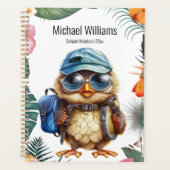 Leuke baby uil met rugzak, petten en zonnebril planner (Voorkant)