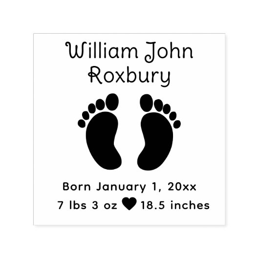 Leuke Baby Voeten Geboorte Aankondiging Details #3 Zelfinktende Stempel (Design)