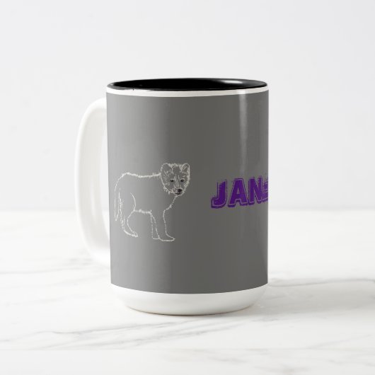 Leuke baby wolf tweekleurige koffiemok (Voorkant links)