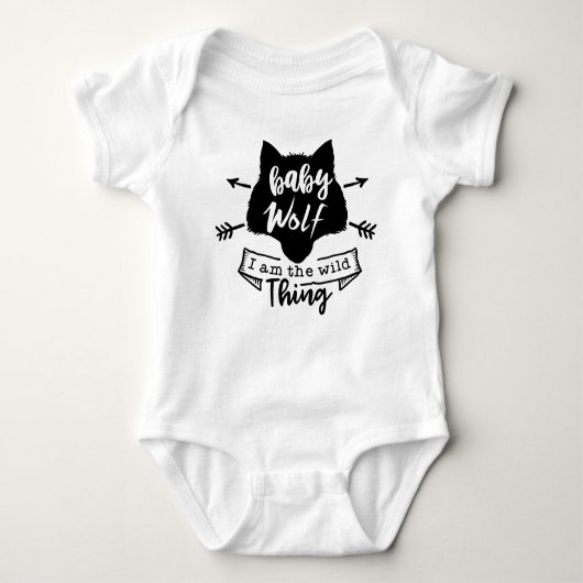 Leuke baby wolf woord kunst romper (Voorkant)