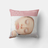 Leuke Babyfoto | Roze & Wit | Citaat Kussen (Achterkant)