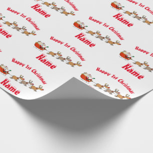 Leuke Babys 1e Kerstmis Gepersonaliseerde Kerstman Cadeaupapier