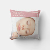 Leuke Babyyfoto | Roze & Wit | Spreuk Kussen (Voorkant)