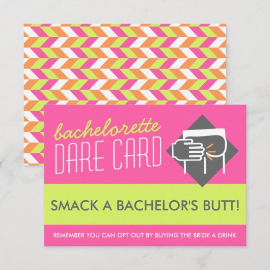 Leuke Bachelorette DARE-spelkaart - smack a butt Kaart (Voorkant / Achterkant)