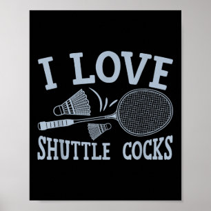 Leuke Badminton Speler Wedstrijd Spel Grap Poster
