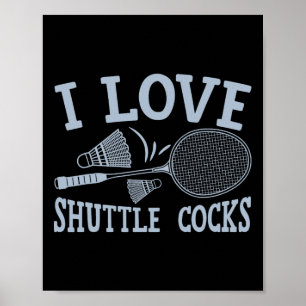 Leuke badmintonspeler match spel grap poster