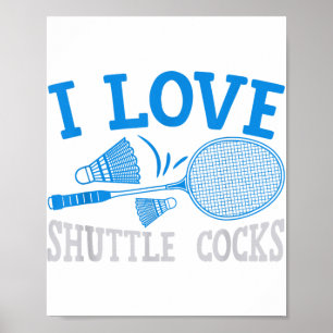 Leuke badmintonspeler wedstrijd spel grap poster