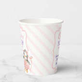 Leuke Ballerina Baby Penguin Roze 1e Verjaardag Papieren Bekers (Links)