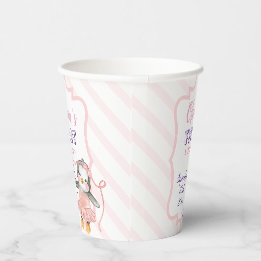 Leuke Ballerina Baby Penguin Roze 1e Verjaardag Papieren Bekers (Rechts)