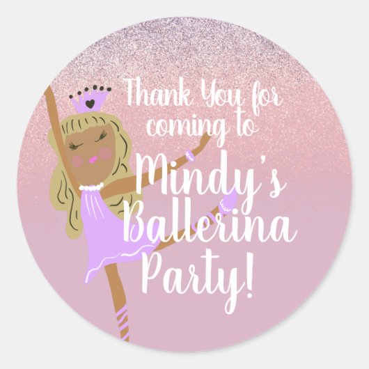 Leuke Ballerina Feestje Doodle Ronde Sticker (Voorkant)
