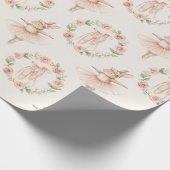 Leuke ballerina konijn en bloemen cadeaupapier (Hoek)