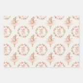 Leuke ballerina konijn en bloemen inpakpapier vel (Voorkant)