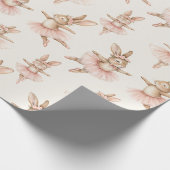 Leuke ballerina konijnen in roze tutu's cadeaupapier (Hoek)