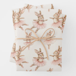 Leuke ballerina konijnen in roze tutu's inpakpapier vel