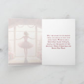 Leuke Ballerina Roze Kamer Chique Winter Kerstmis Feestdagen Kaart (Binnen)