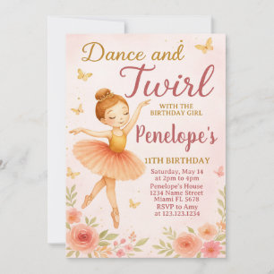 Leuke Ballerina verjaardagsuitnodiging Kaart