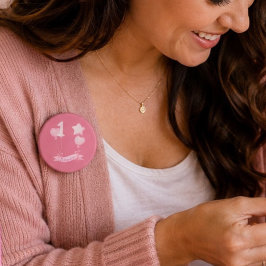 Leuke Ballon Meisje 1e Verjaardag Naam Ronde Button 3,2 Cm
