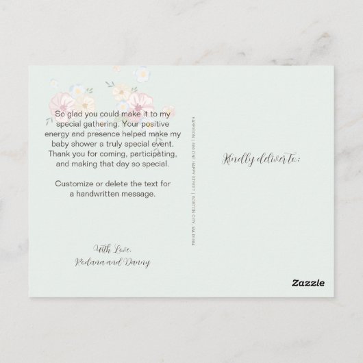 Leuke ballonnen | Baby shower Dank u Briefkaart (Achterkant)