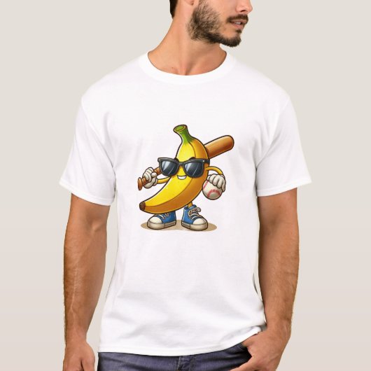 Leuke Bananen Holding Baseball Bat Voor Honkbal T-shirt (Voorkant)