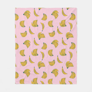 Leuke bananen op roze achtergrond fleece deken