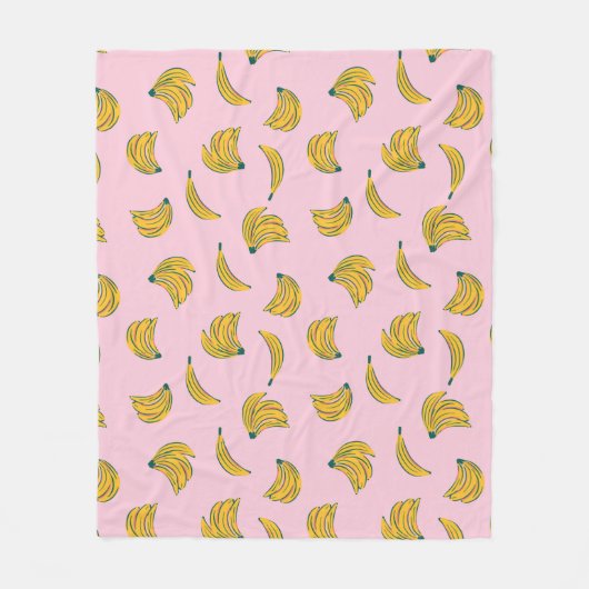Leuke bananen op roze achtergrond fleece deken (Voorkant)