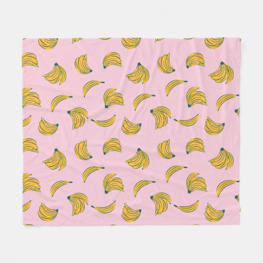 Leuke bananen op roze achtergrond fleece deken (Voorkant (Horizontaal))