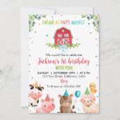 Leuke Barnyard Boerderij Dieren 1e Verjaardag Uitn Kaart (Voorkant)