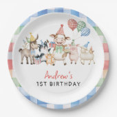 Leuke Barnyard Boerderij Dieren Verjaardag Papieren Bordje (Voorkant)