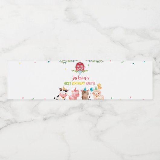 Leuke Barnyard Boerderij Dieren Verjaardag Waterfles Etiket (Enkel label)