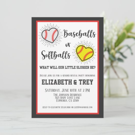 Leuke Baseballs of Softballs Geslacht onthullen Kaart (Staand voorkant)