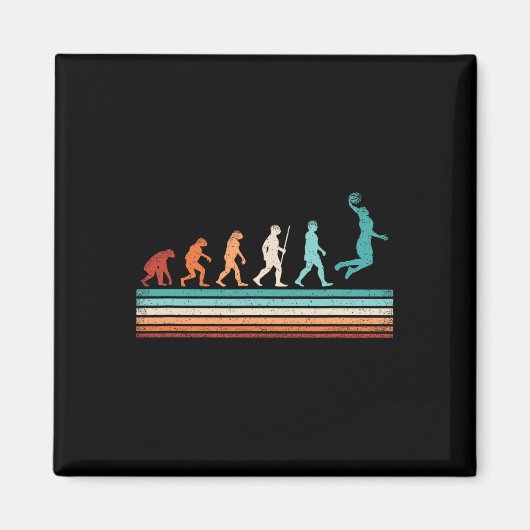 Leuke Basketbal Evolution Retro Basketbalspeler Magneet (Voorkant)