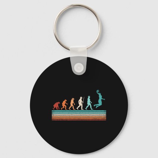 Leuke Basketbal Evolution Retro Basketbalspeler Sleutelhanger (Voorkant)