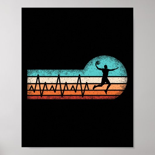 Leuke basketbal hartslag basket bal speler poster (Voorkant)