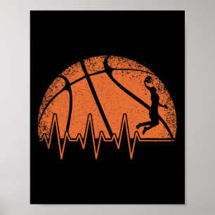 Leuke basketbal hartslag basketballer poster